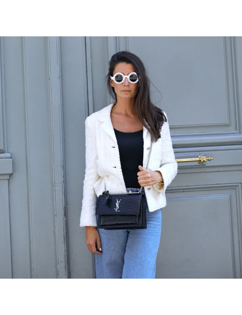 Sac Sunset medium YSL cuir embossé crocodile