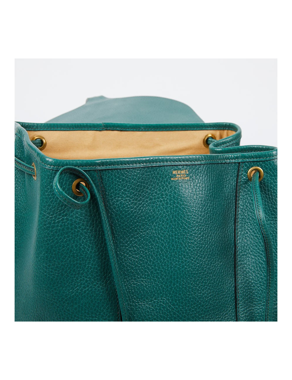 Sac à dos HERMES vintage cuir grainé vert