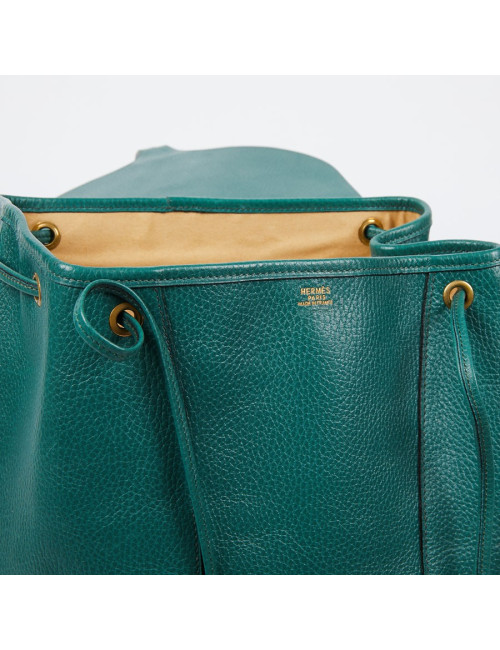 Sac à dos HERMES vintage cuir grainé vert