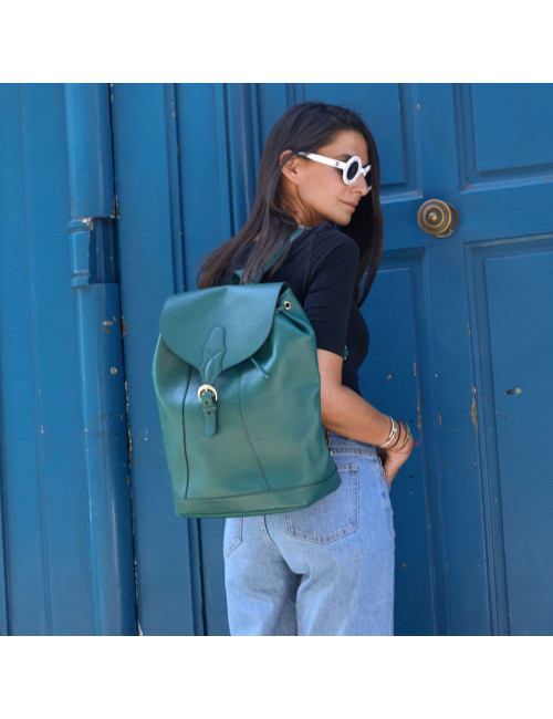 Sac à dos HERMES vintage cuir grainé vert