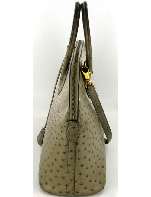 BOLIDE HERMES en cuir d'autruche gris vintage