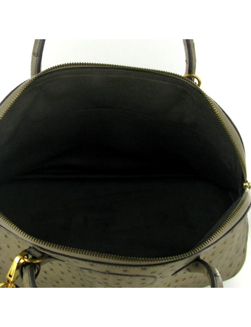 BOLIDE HERMES en cuir d'autruche gris vintage