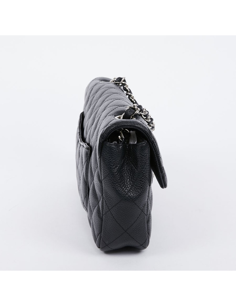 Sac baguette CHANEL cuir caviar noir