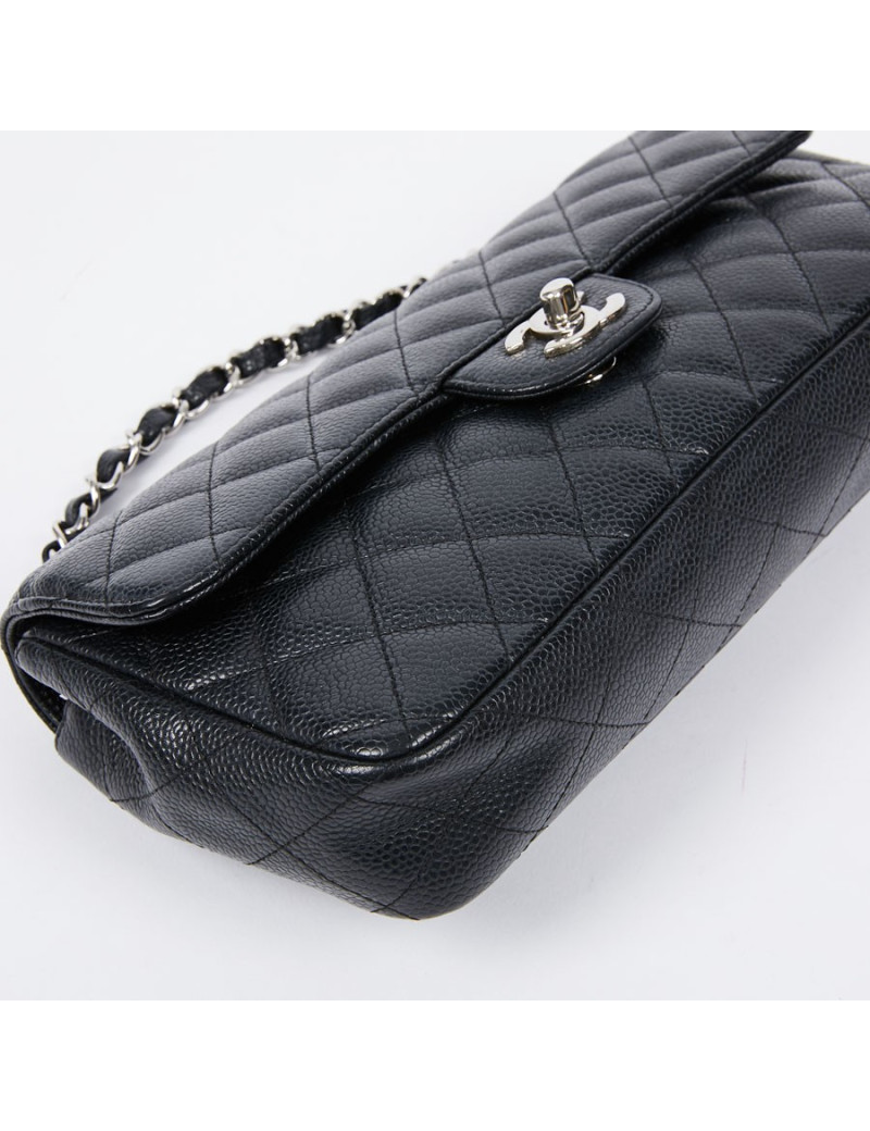 Sac baguette CHANEL cuir caviar noir
