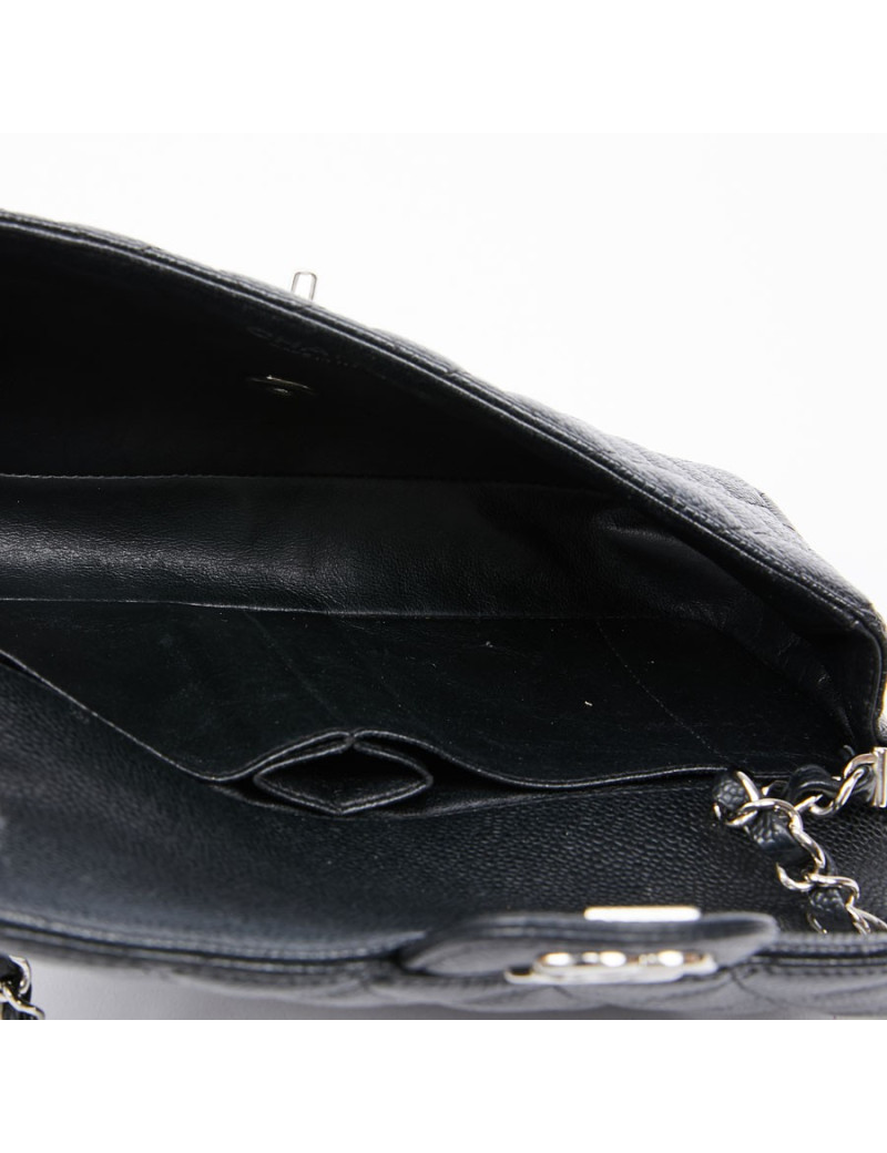 Sac baguette CHANEL cuir caviar noir