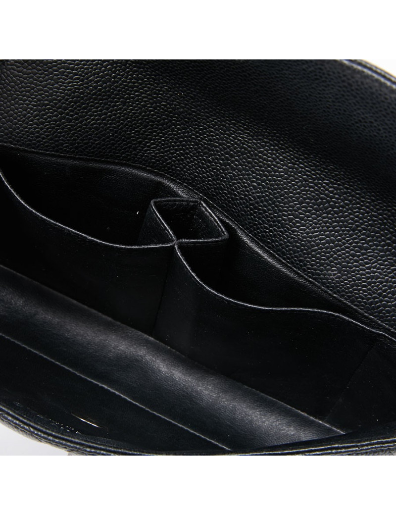 Sac baguette CHANEL cuir caviar noir