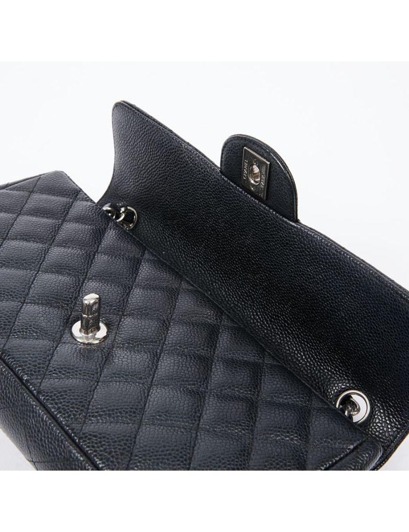Sac baguette CHANEL cuir caviar noir