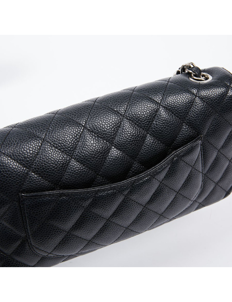 Sac baguette CHANEL cuir caviar noir