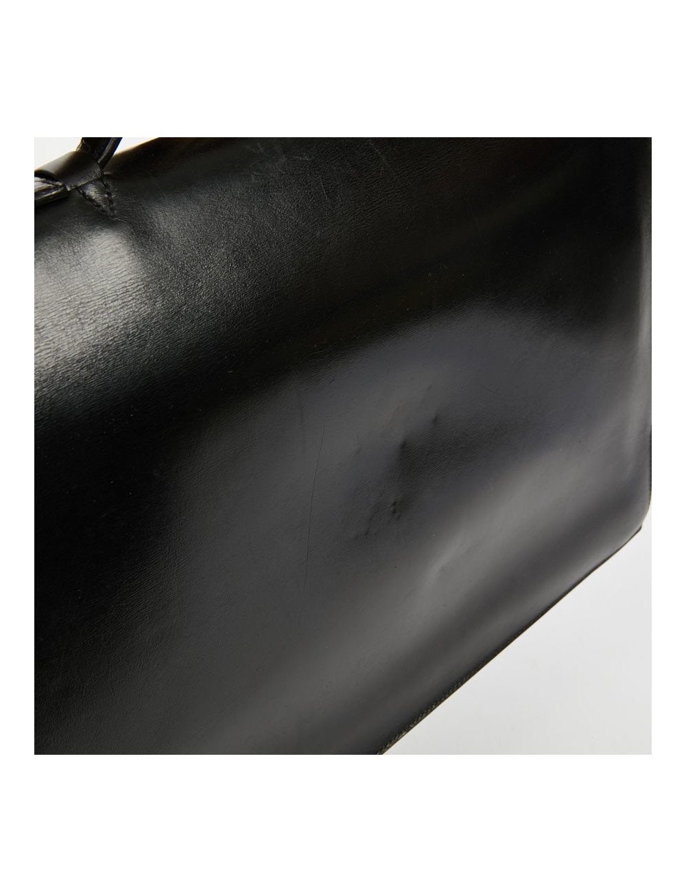 Sac à depeches HERMES cuir noir poignée croco noir