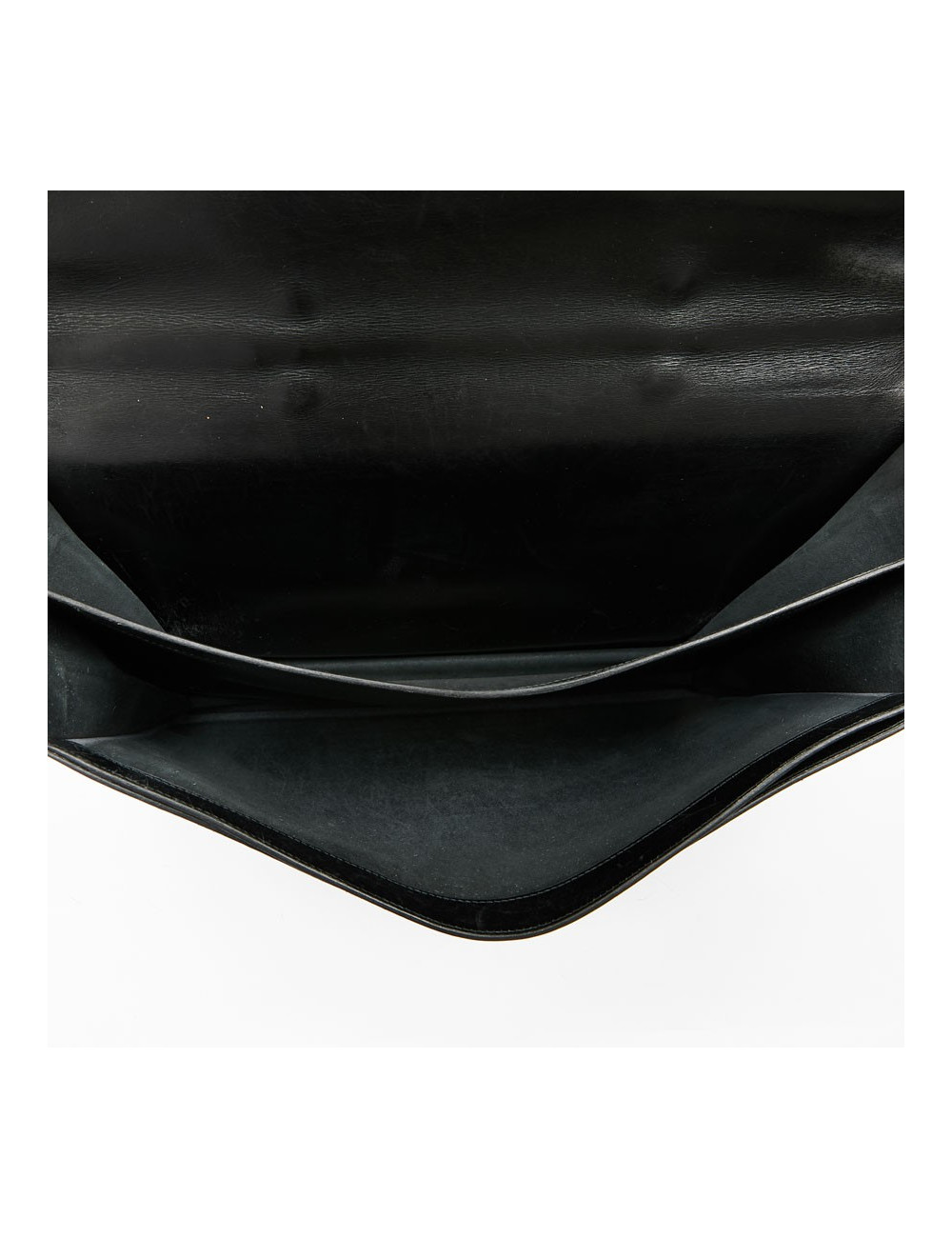 Sac à depeches HERMES cuir noir poignée croco noir