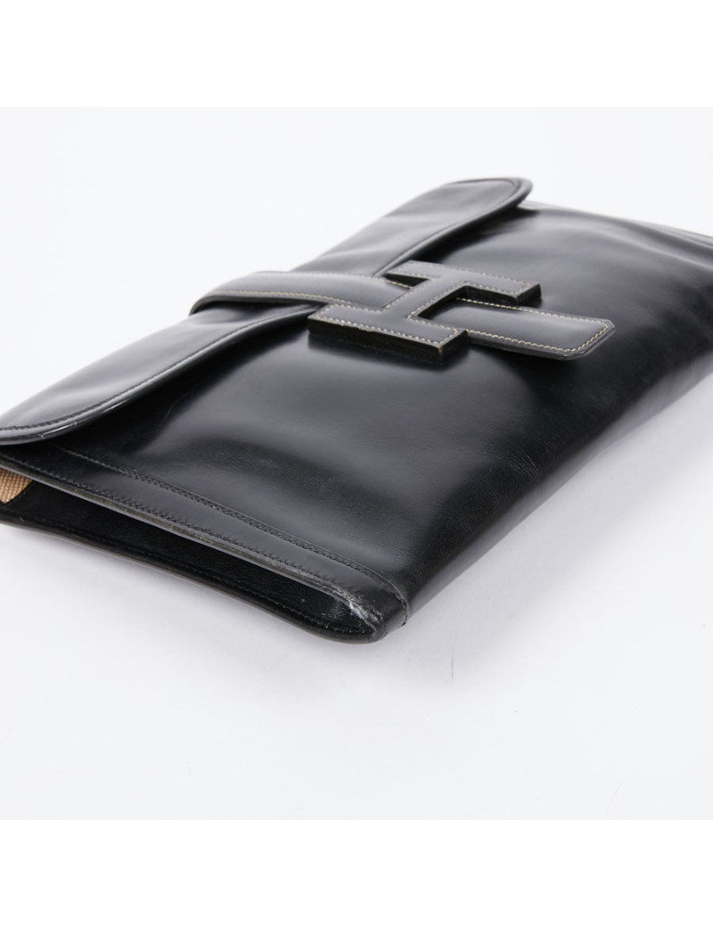 Pochette Jige cuir box noir Vintage