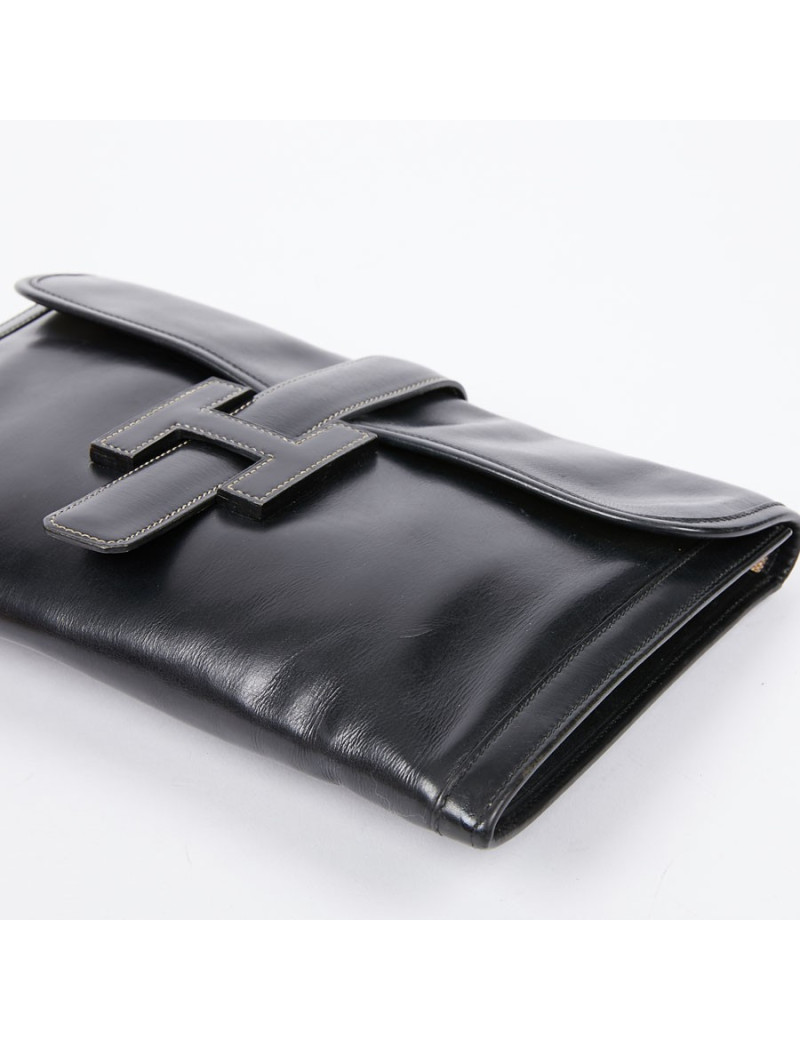Pochette Jige cuir box noir Vintage