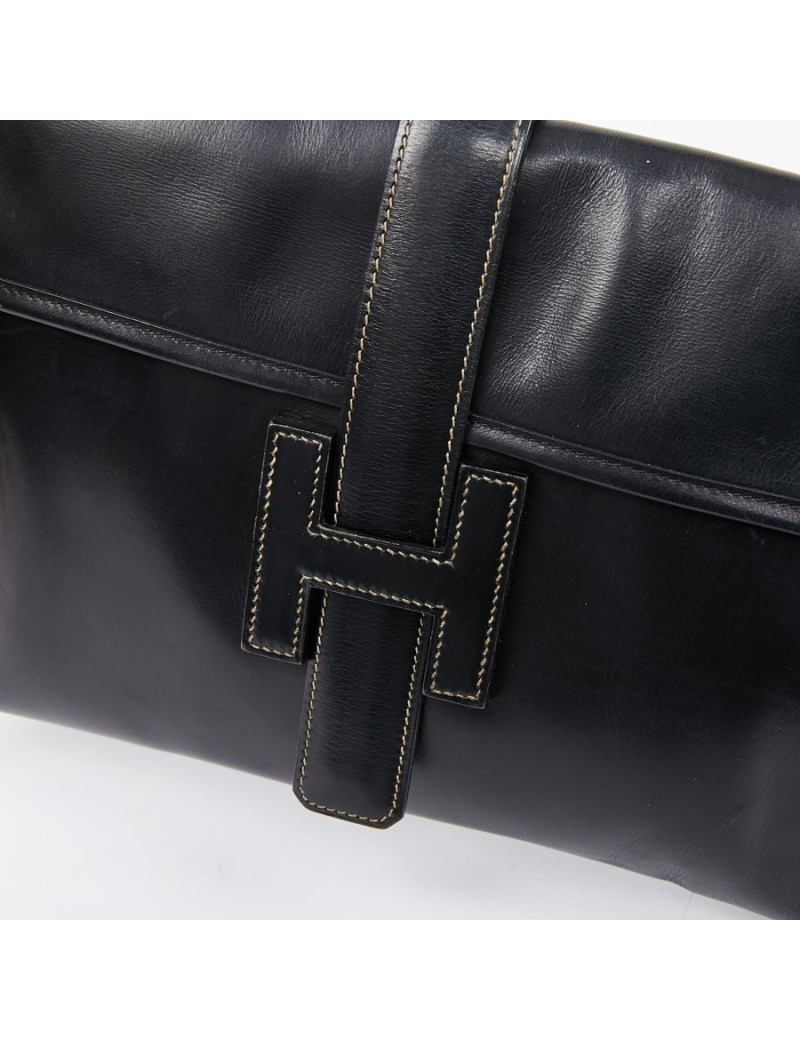 Pochette Jige cuir box noir Vintage