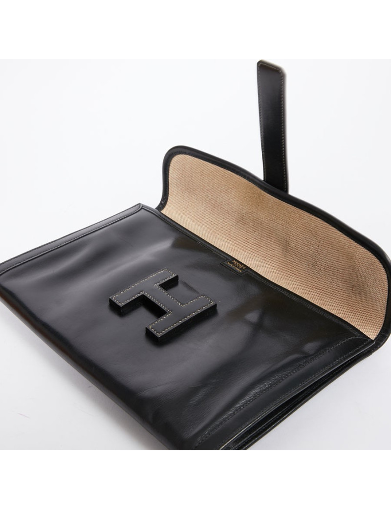 Pochette Jige cuir box noir Vintage