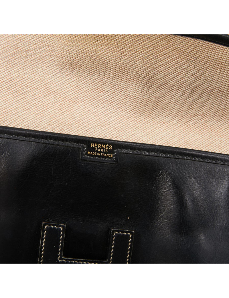 Pochette Jige cuir box noir Vintage