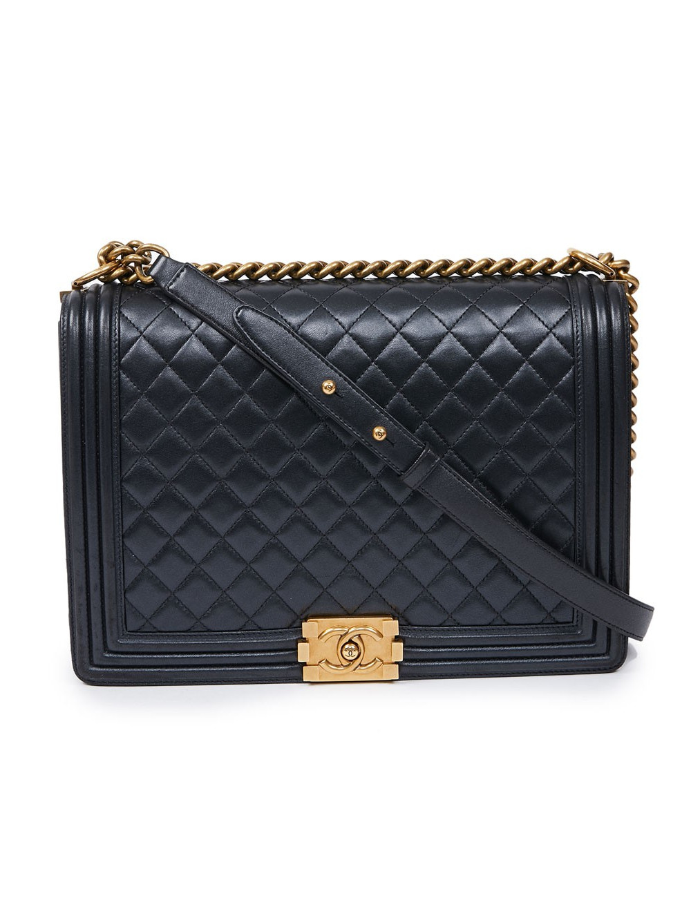 Sac "BOY" CHANEL cuir noir matelassé