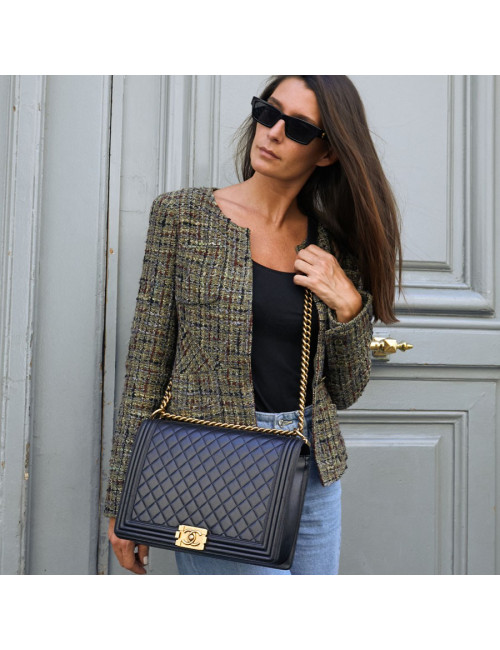 Sac "BOY" CHANEL cuir noir matelassé