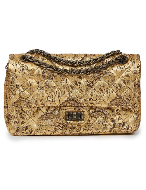 Sac CHANEL "Paris-Moscou" cuir perforé  doré Edition Limitée