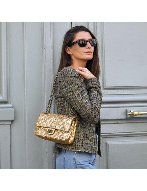 Sac CHANEL "Paris-Moscou" cuir perforé  doré Edition Limitée