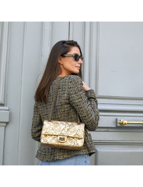 Sac CHANEL "Paris-Moscou" cuir perforé  doré Edition Limitée