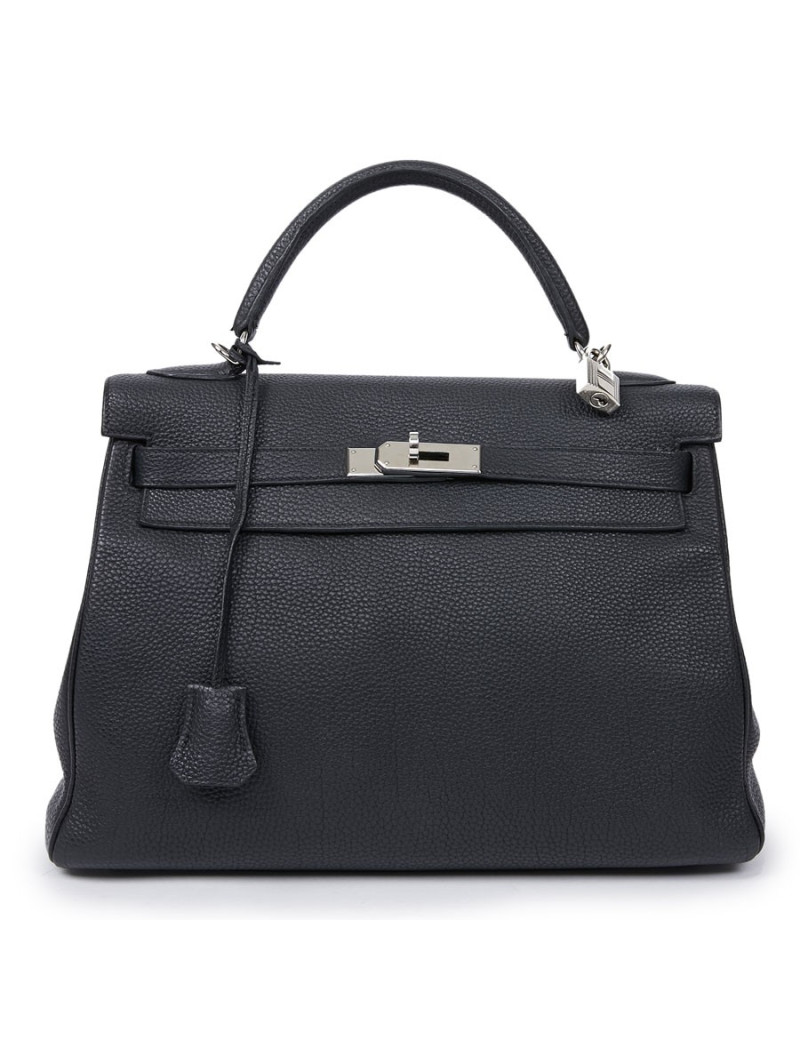 Kelly II HERMES Togo noir avec bandoulière 