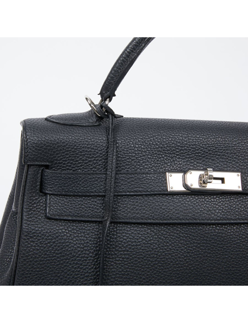 Kelly II HERMES Togo noir avec bandoulière 