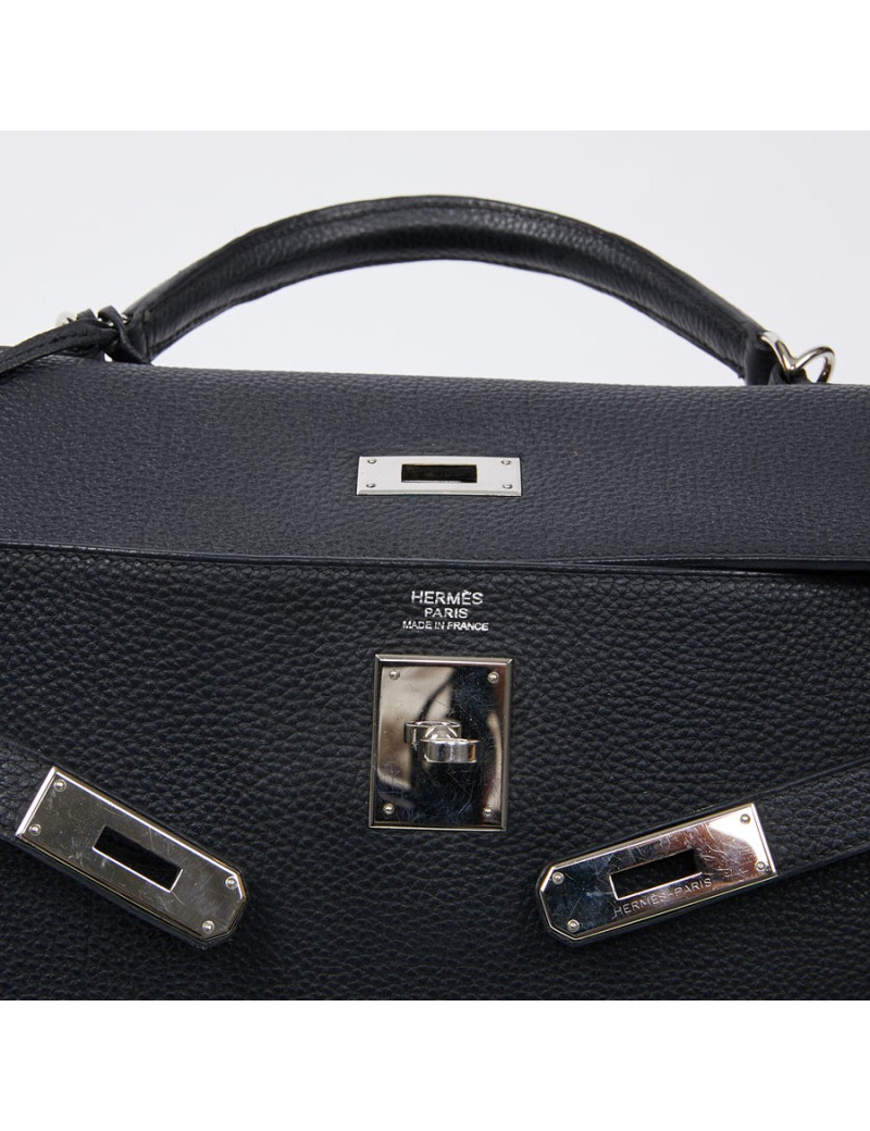 Kelly II HERMES Togo noir avec bandoulière