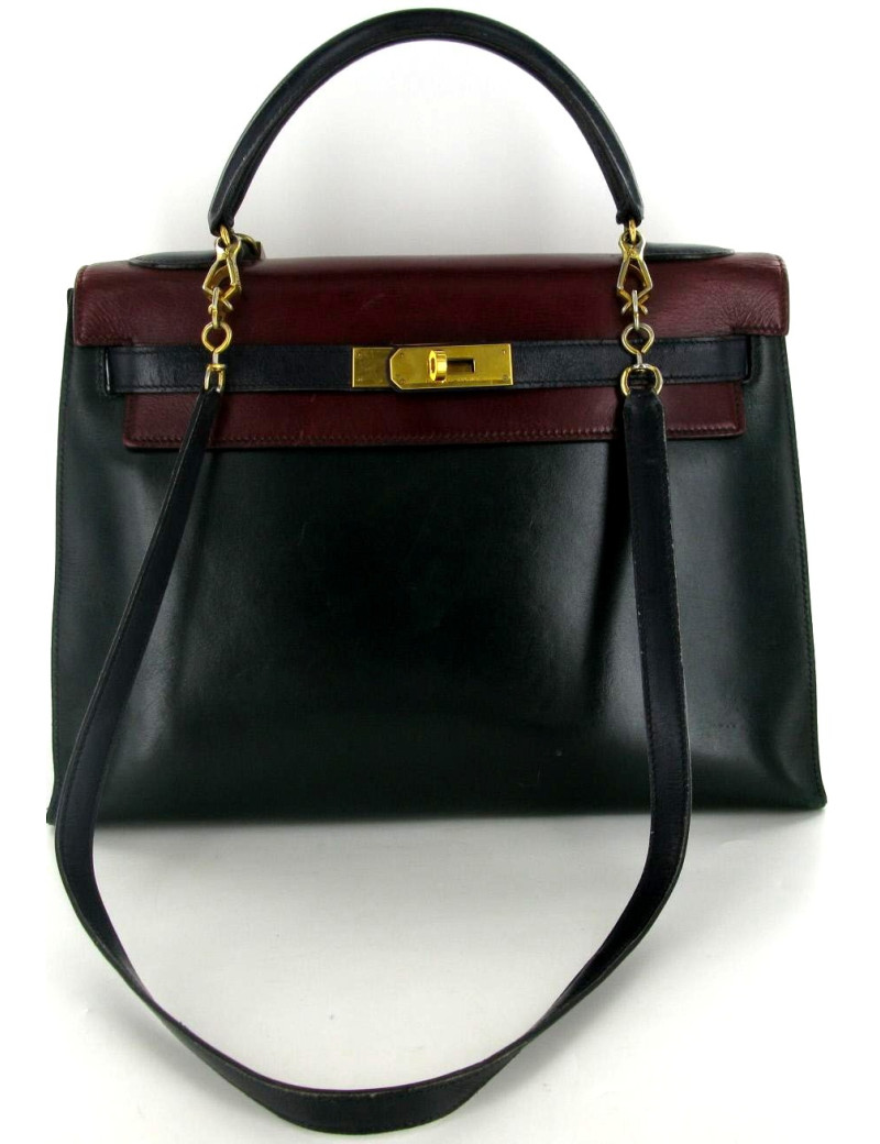 KELLY 32 HERMES Tricolore rouge H, vert et bleu