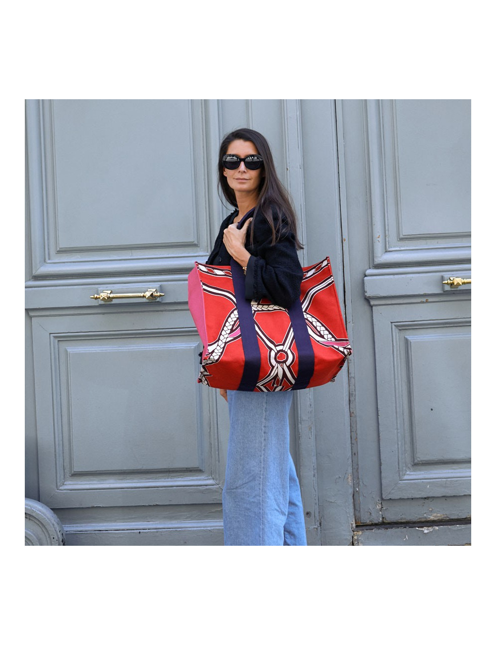 Sac de plage HERMES Maxi en toile imprimé