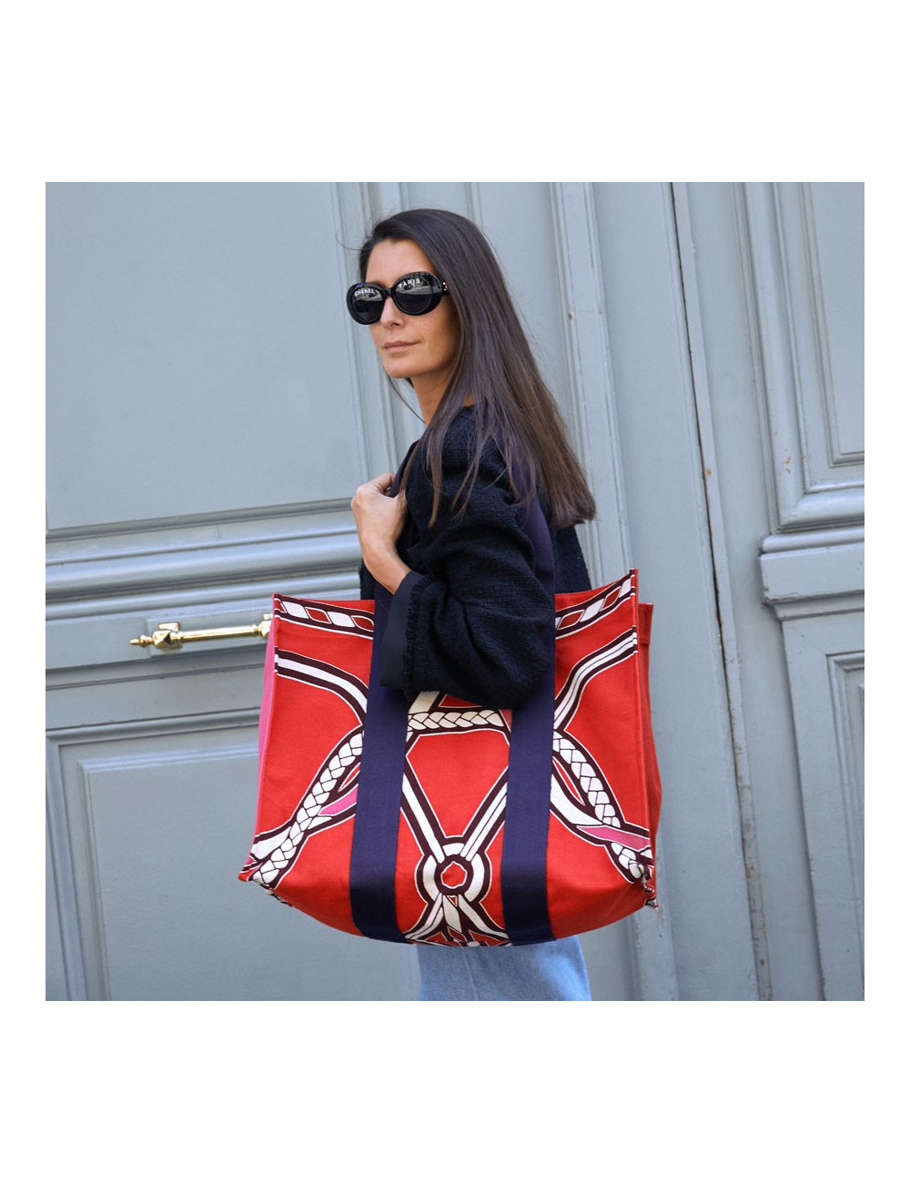 Sac de plage HERMES Maxi en toile imprimé