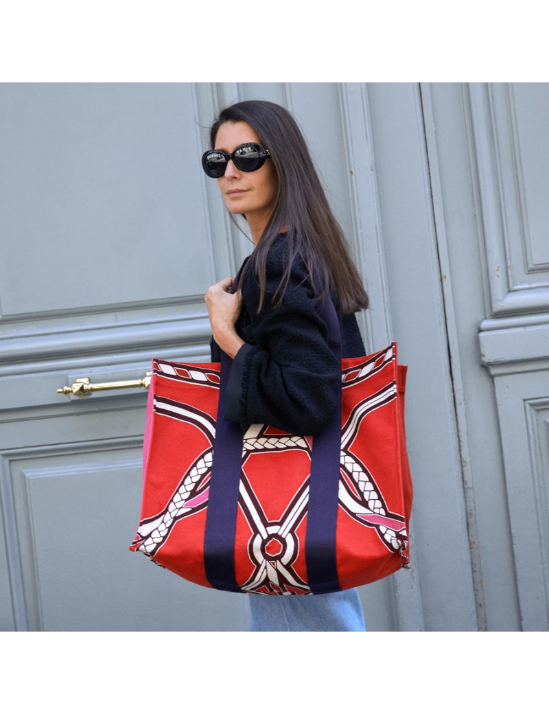 Sac de plage HERMES Maxi en toile imprimé