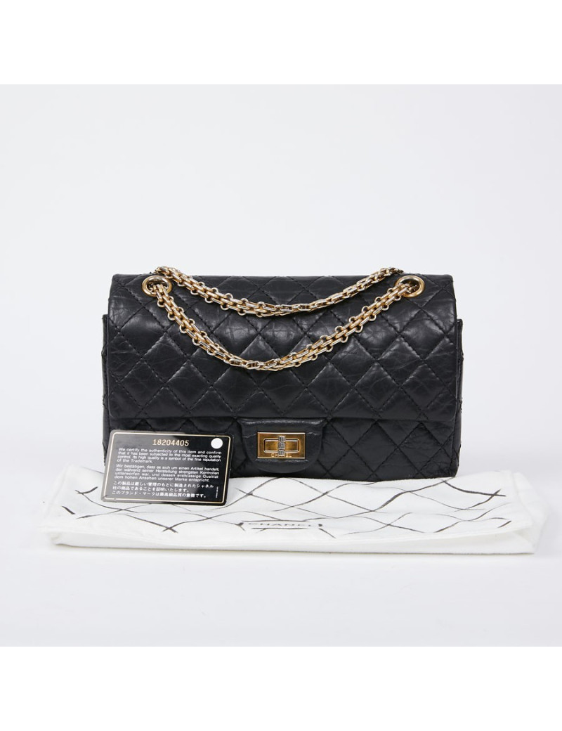 2.55 CHANEL MM cuir froisé noir