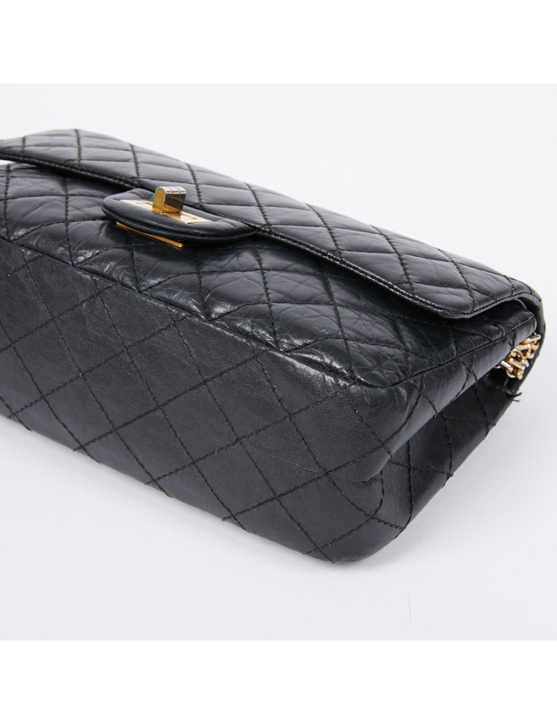 2.55 CHANEL MM cuir froisé noir