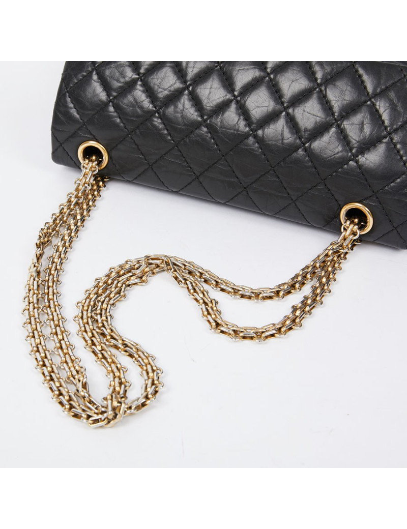 2.55 CHANEL MM cuir froisé noir