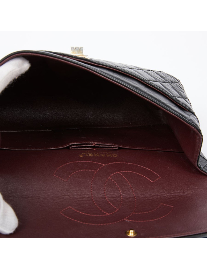 2.55 CHANEL MM cuir froisé noir