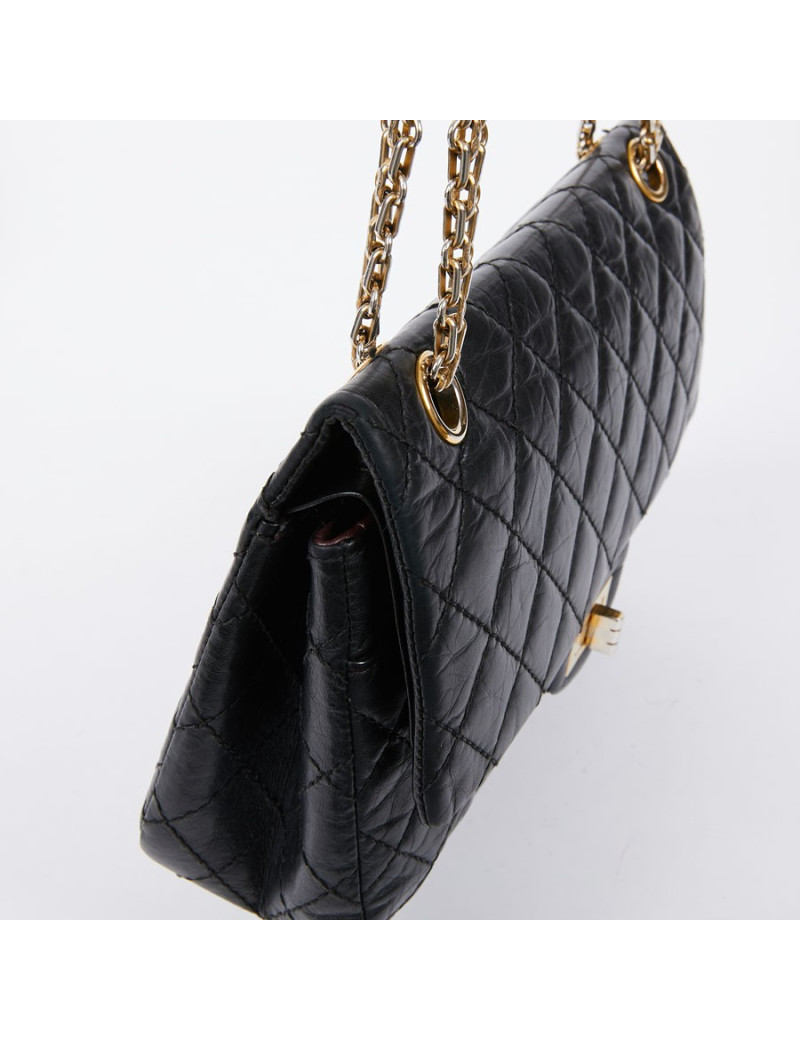 2.55 CHANEL MM cuir froisé noir