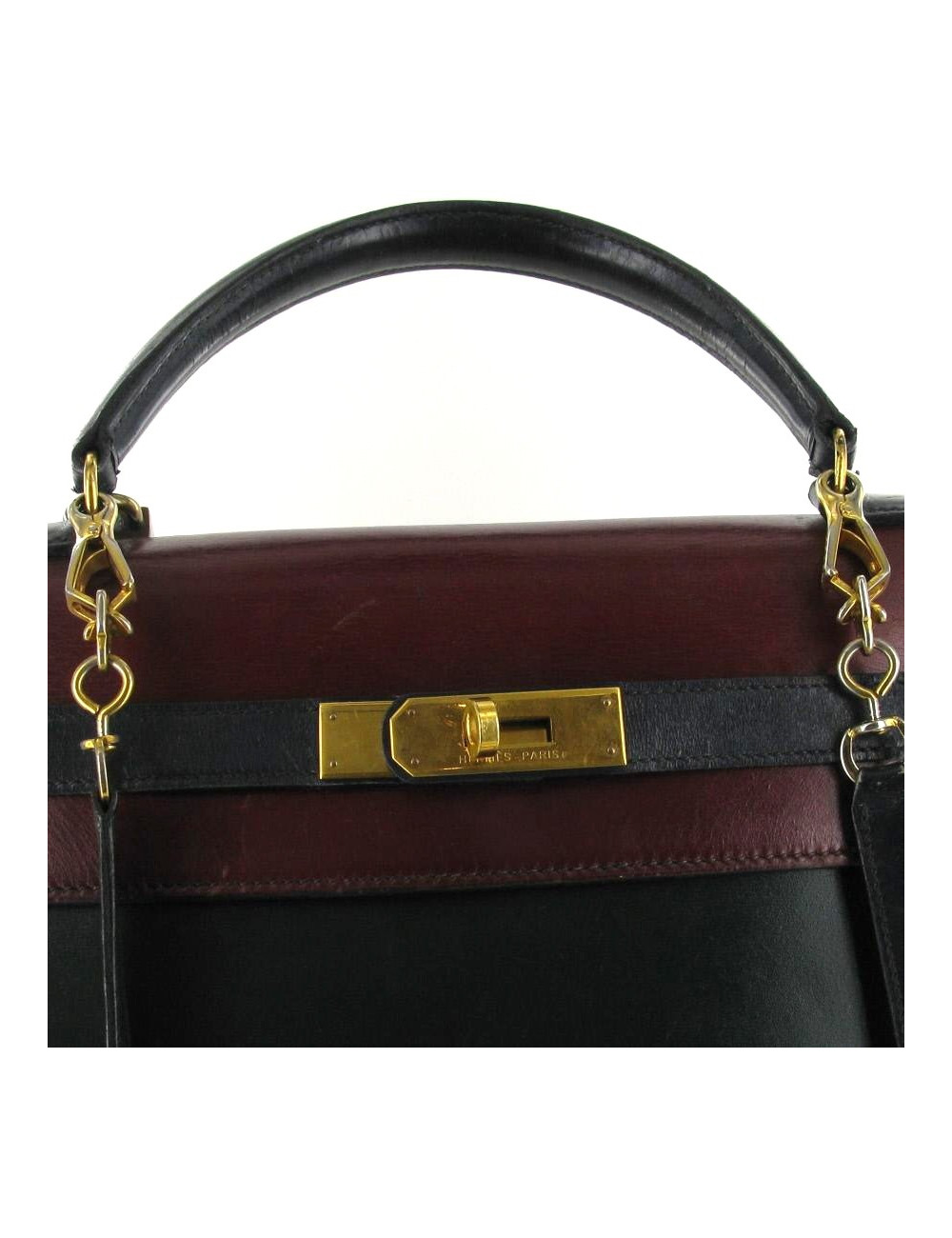 KELLY 32 HERMES Tricolore rouge H, vert et bleu