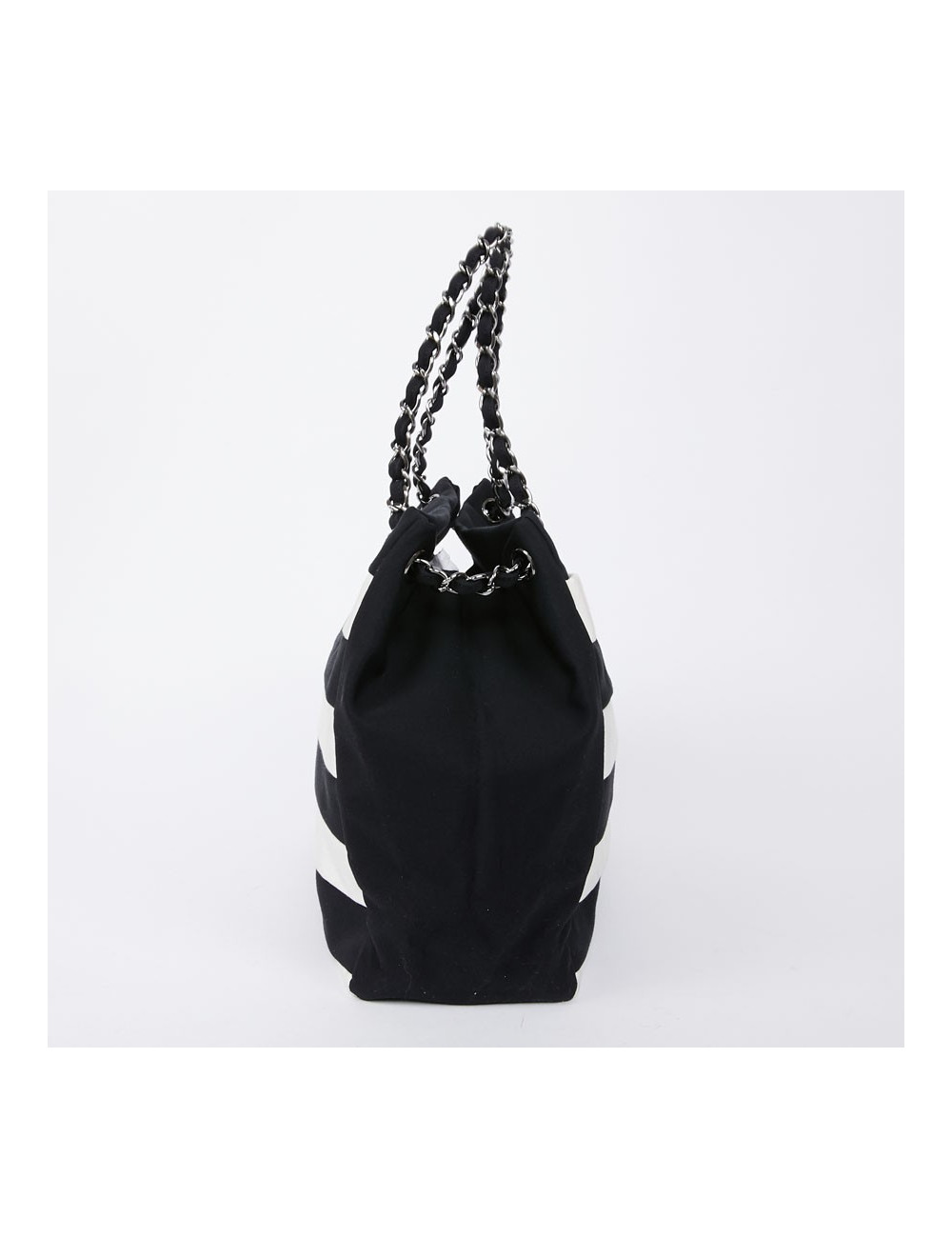 Sac CHANEL en piqué noir et blanc