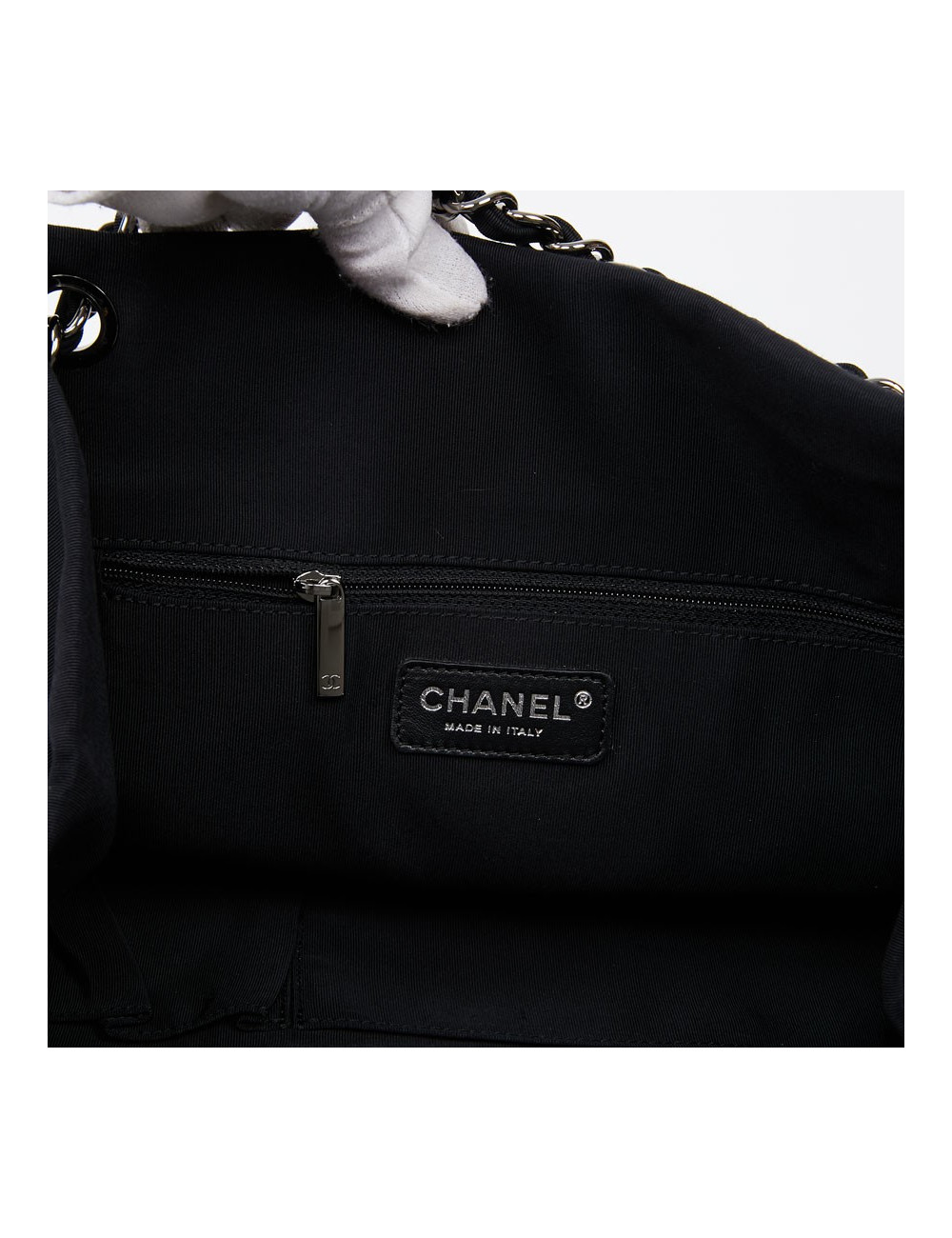 Sac CHANEL en piqué noir et blanc