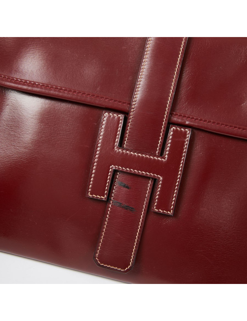 HERMES Jige pochette cuir rouge H