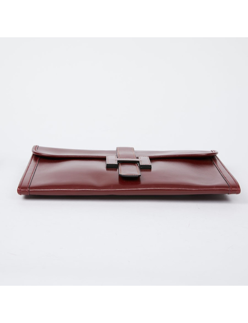 Pochette HERMES Jige cuir bordeaux