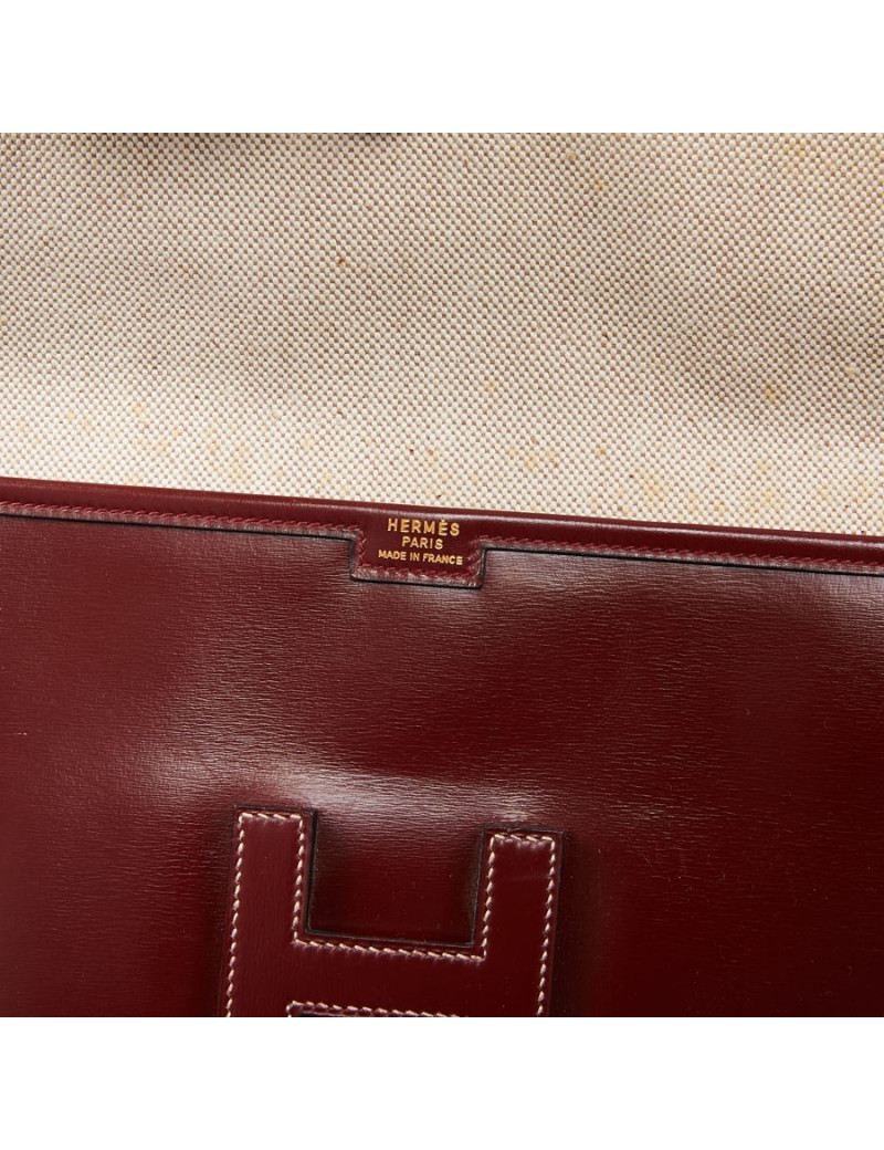 HERMES Jige pochette cuir rouge H