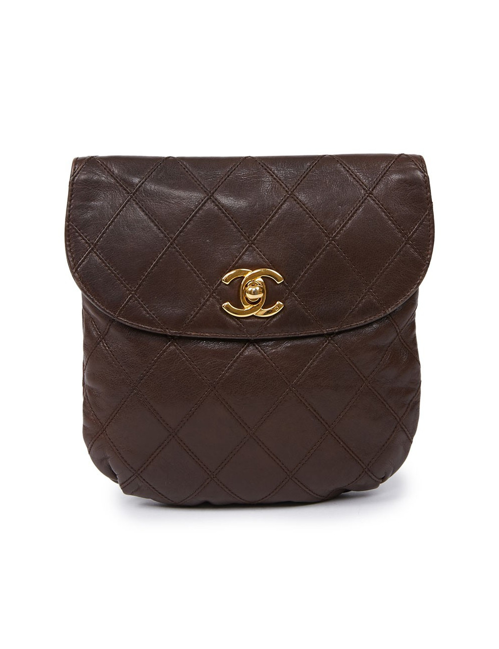 Ceinture sac CHANEL Vintage en cuir matelassé marron