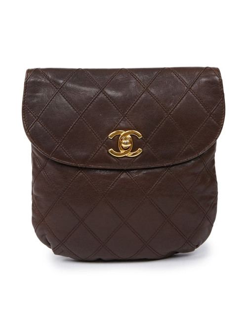 Ceinture sac CHANEL Vintage en cuir matelassé marron