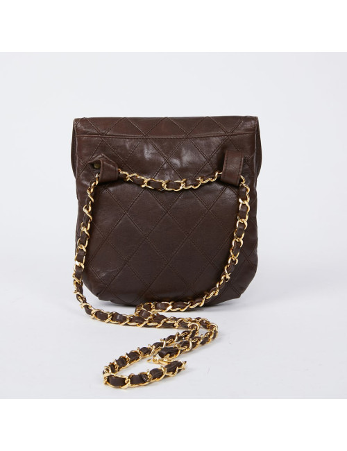 Ceinture sac CHANEL Vintage en cuir matelassé marron