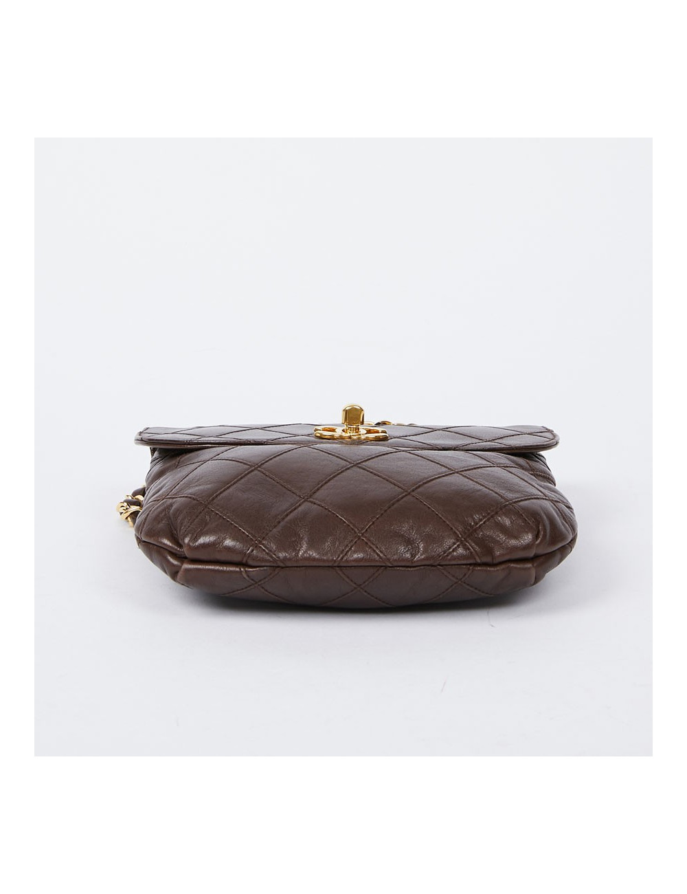 Ceinture sac CHANEL Vintage en cuir matelassé marron