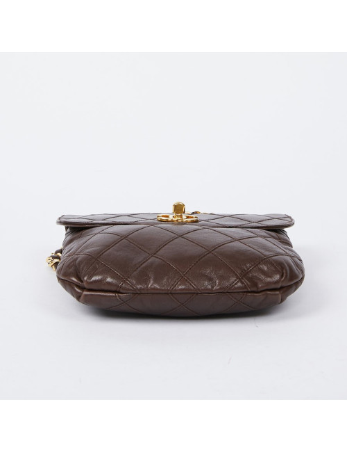 Ceinture sac CHANEL Vintage en cuir matelassé marron