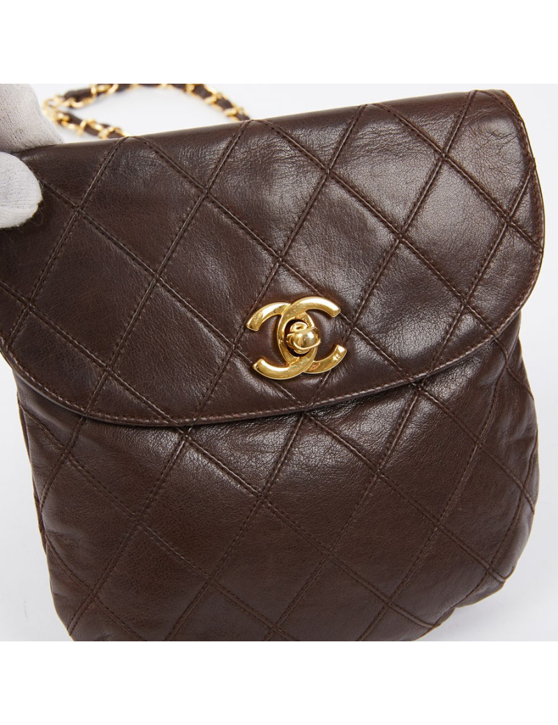 Ceinture sac CHANEL Vintage en cuir matelassé marron