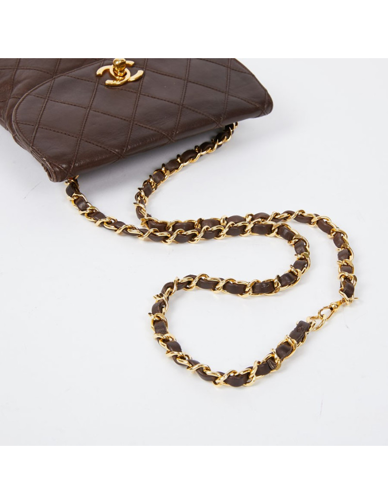 Ceinture sac CHANEL Vintage en cuir matelassé marron