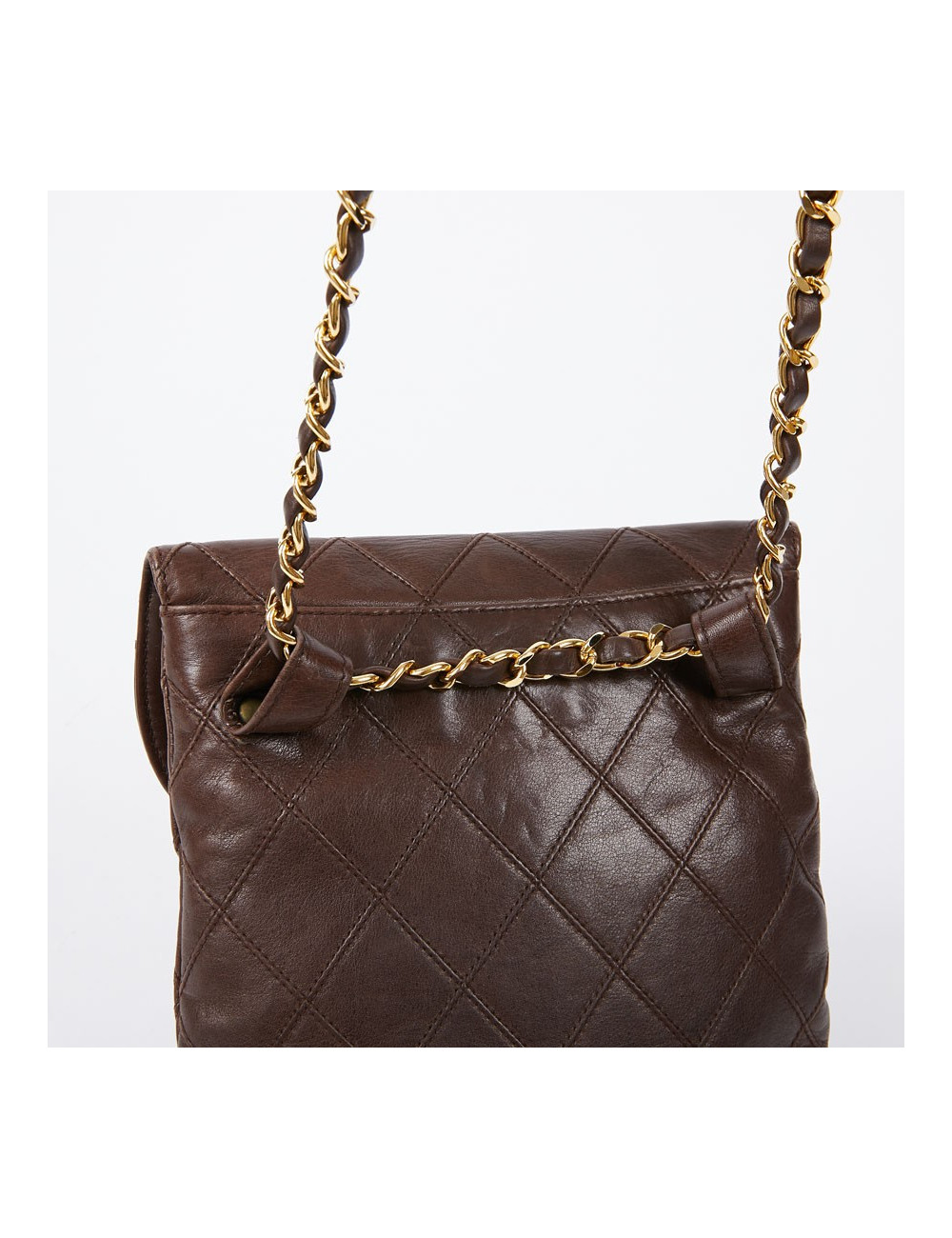 Ceinture sac CHANEL Vintage en cuir matelassé marron